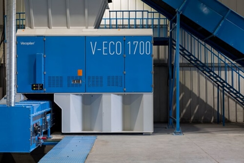 DGD Shredding blue Vecoplan V-ECO 1700 hard drive shredding machine