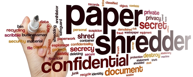 Confidential Paper shredding word cloud