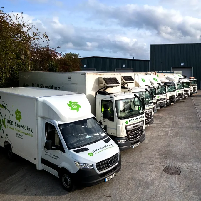 DGD Shredding Mobile On-Site Shredding Fleet. Regular Service. On-Demand Service. Paper Shredding. Hard Drive Shredding.